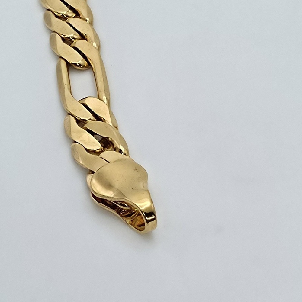 Vtg HONOR SOCIETY Women's Anklet Men's Bracelet Gold Plated Figaro Chain Avon 9" - Picture 9 of 14